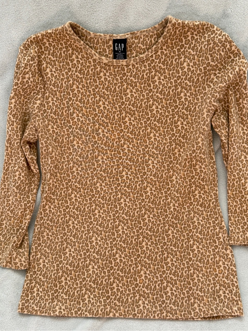 GAP Tan Leopard-Print Long Sleeve Crew Top